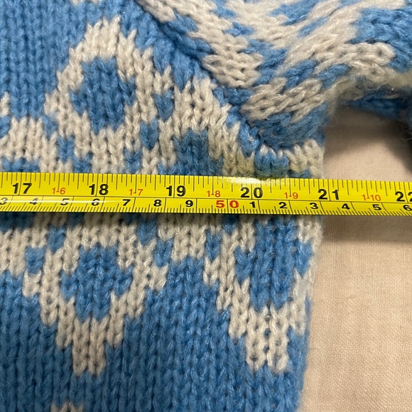 LA Hearts Womens Sweater Size Medium Blue and White Knit Diamond Lace Up Crop - Picture 8 of 10